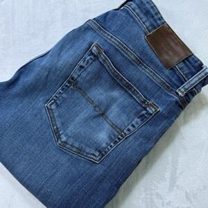 Lucky Brand 121 Slim Jeans Men's 32x34 Dark Wash Straight Leg Denim Distressed